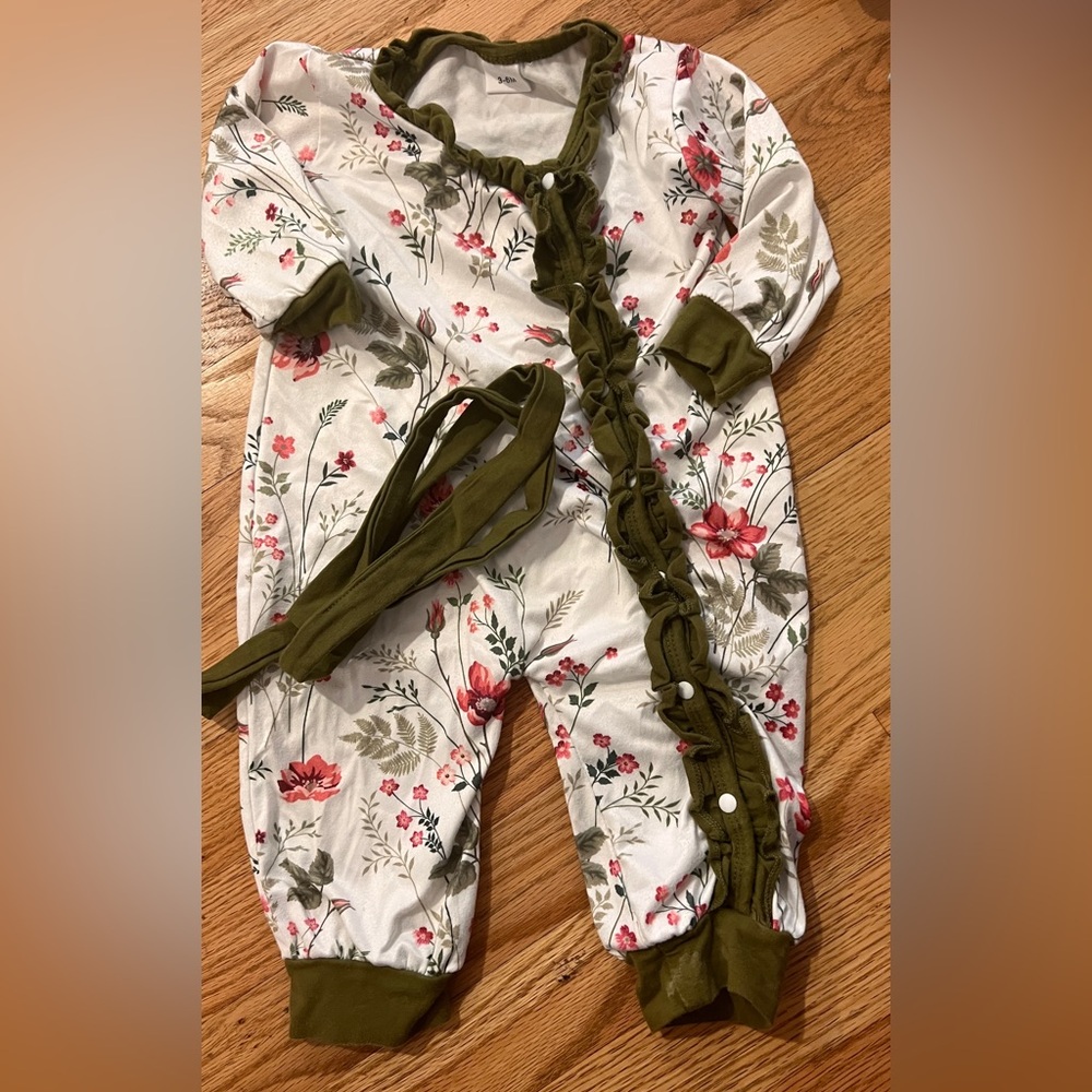 Floral Baby Romper with Ruffle Detail